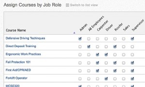 training matrix courses roles